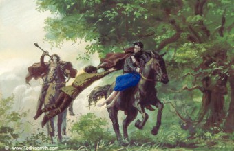 Nienor Flees Into the Woods (MECCG) – Ted Nasmith