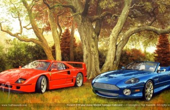 Ferarri F50 and Aston Martin Vantage Cabriolet
